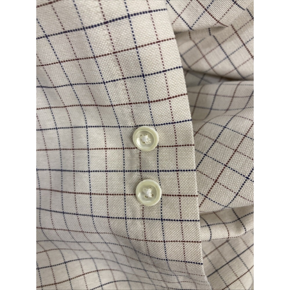 ClayBrooke Men 32 / 33 Button Down Tan Plaid Shirt Long Sleeves - Picture 4 of 9